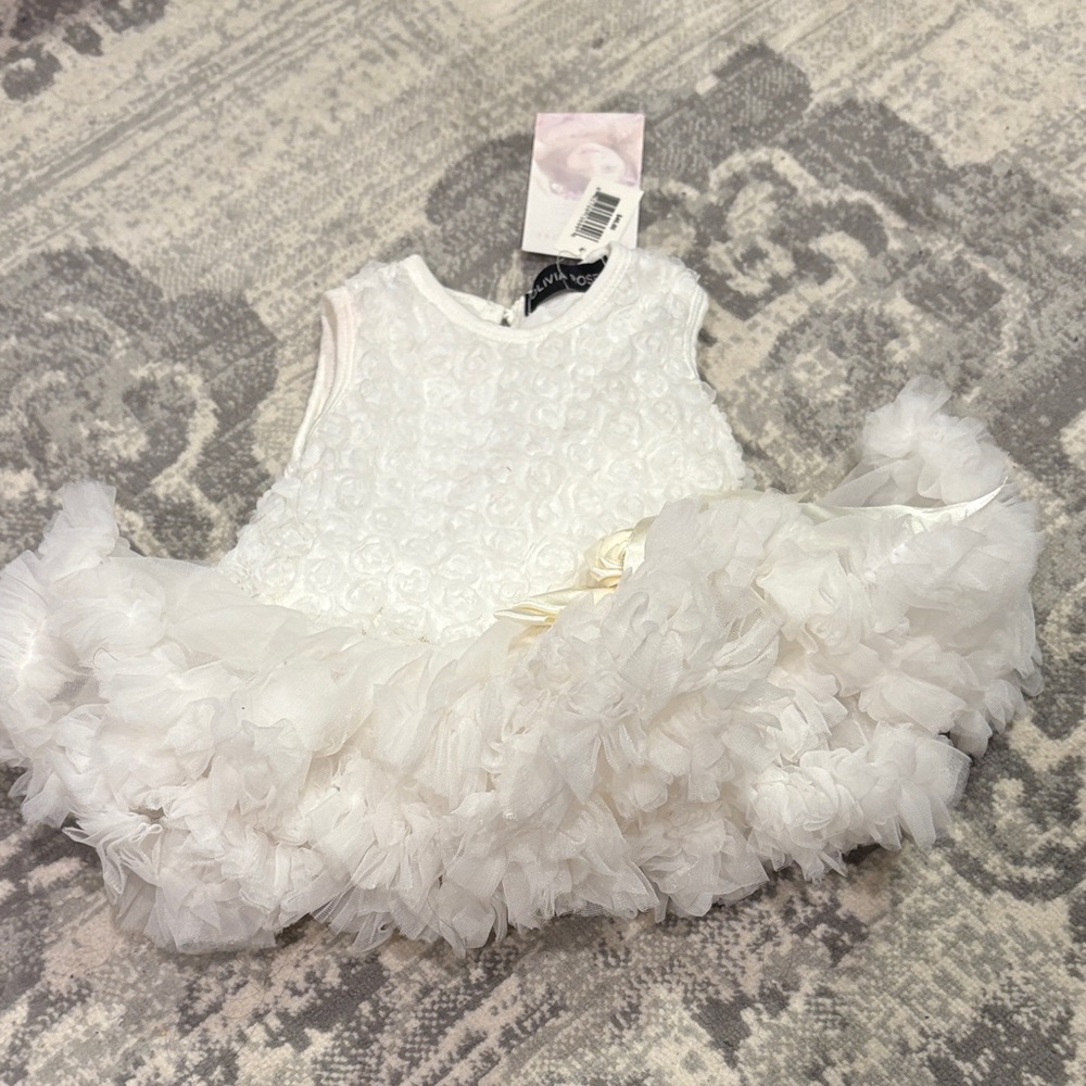 White Ruffled Tulle Formal Dress for Girls - Brand: